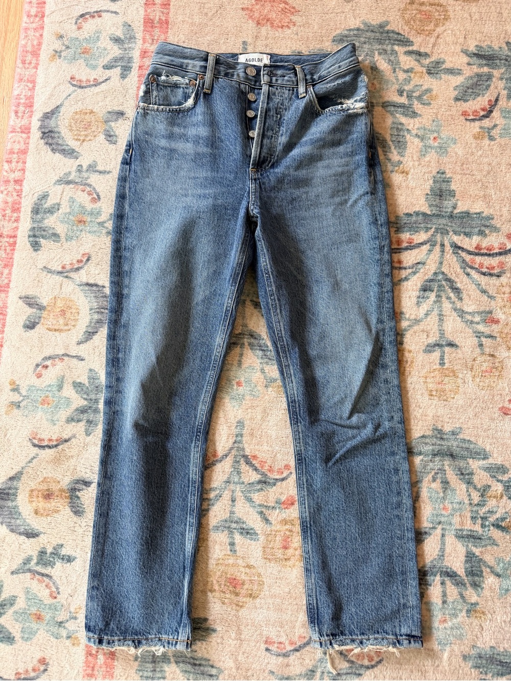 AGOLDE Riley High Rise Straight Crop Jeans with Button Fly